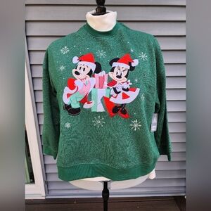 Disney Sparkling Christmas Sweatshirt with Mickey and Minnie - Women's Size 1X